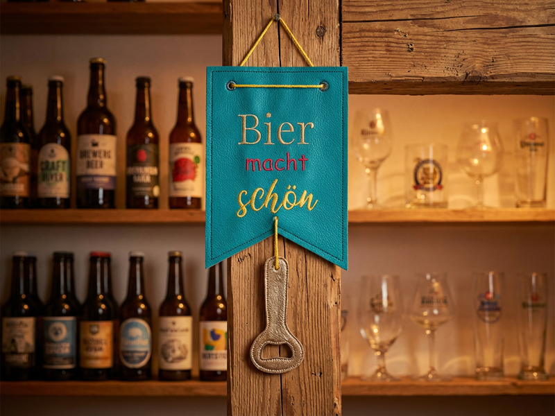 Preview: Bier macht schön Spruch Vatertag - Stickdatei